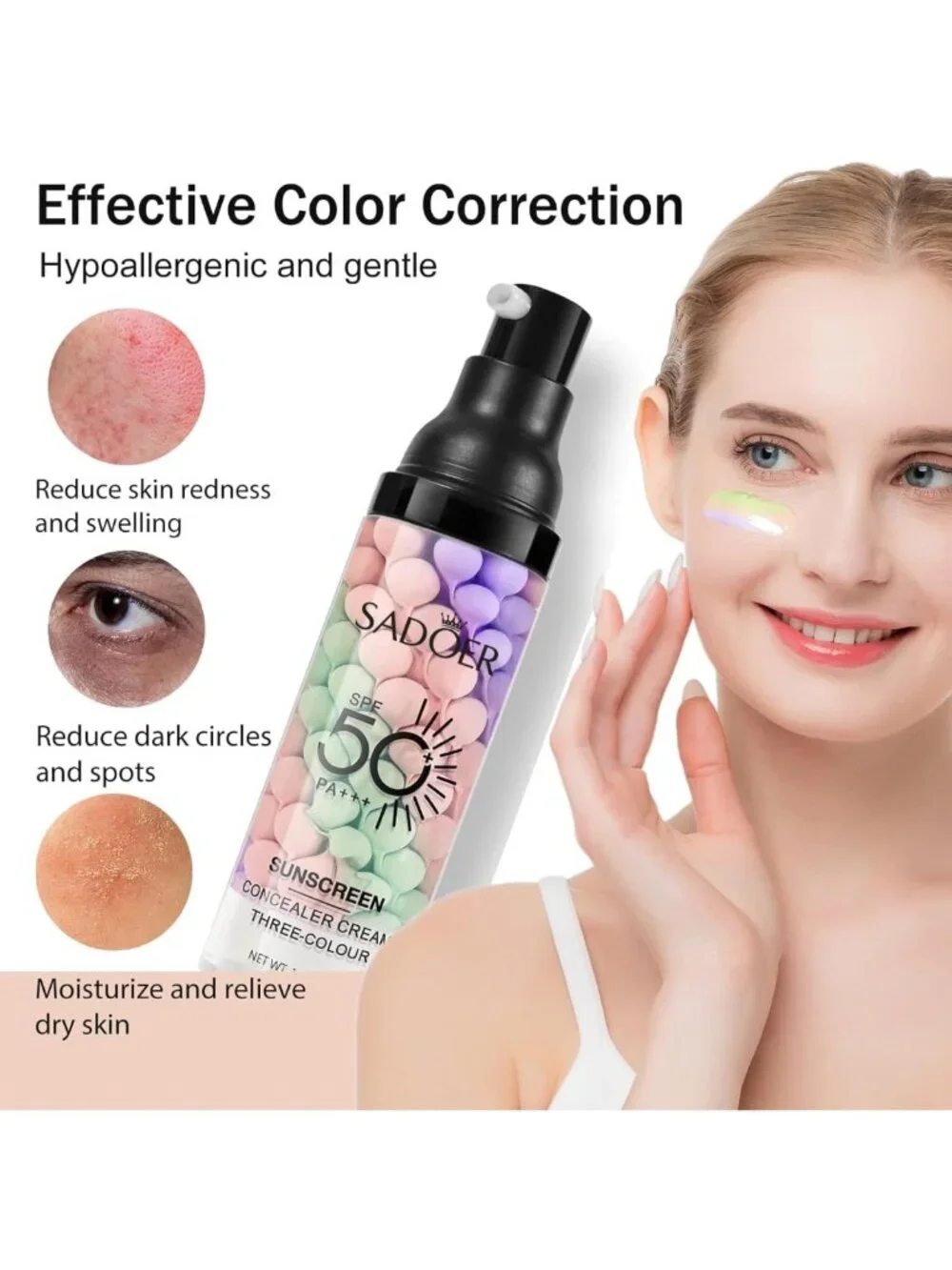 3-in-1 Face Primer with SPF 50, Sunscreen & Color Corrector for Flawless Makeup